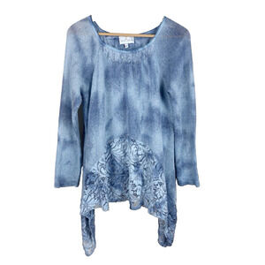 Belle France Mohair Blend Asymmetrical Sweater Womens Size S Lace Made in Italy